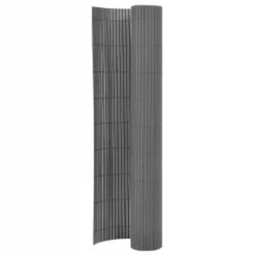vidaXL Tuinafscheiding dubbelzijdig 90x400 cm grijs, Verzenden, Nieuw, Kunststof, Minder dan 1 meter