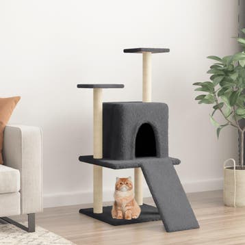 vidaXL Kattenmeubel met sisal krabpalen 110 cm donkergrijs, Verzenden, Nieuw