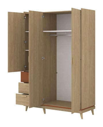 Kledingkast Skagen - Eiken - 3-Deurs met Lades, Verzenden, Nieuw