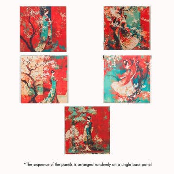 AA198 - Set van 5 Decoratieve Stoffen met Geisha – Japanse