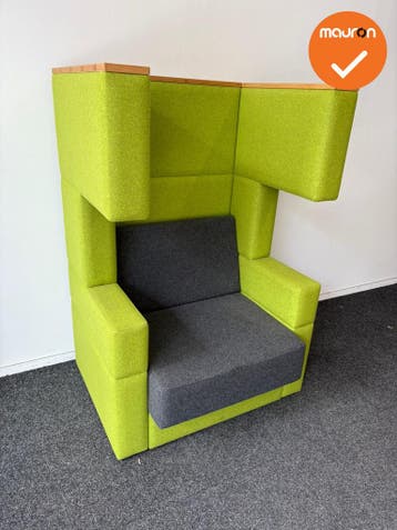 Akoestische design Fauteuil - Groen / Antraciet- refurbished, Vergader- of Presentatieruimte, Ophalen of Verzenden, Gebruikt, Stoel