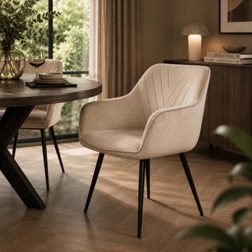 Eetkamerstoel met armleuning | Velvet | Champagne | DS4U, Ophalen of Verzenden, Nieuw
