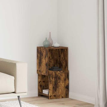 vidaXL Hoekkast 30,5x30x65cm Bewerkt hout Gerookt eiken, Huis en Inrichting, Verzenden, Nieuw