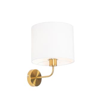Klassieke wandlamp goud stoffen kap wit - Cas, Verzenden, Nieuw