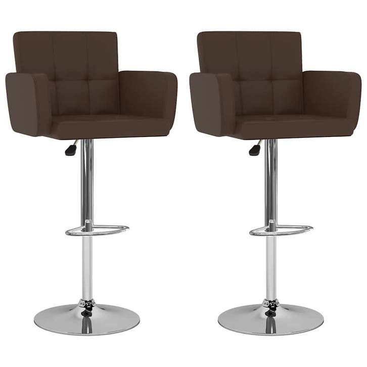 vidaXL Barstoelen 2 st kunstleer bruin, Huis en Inrichting, Barkrukken, Nieuw, Verzenden