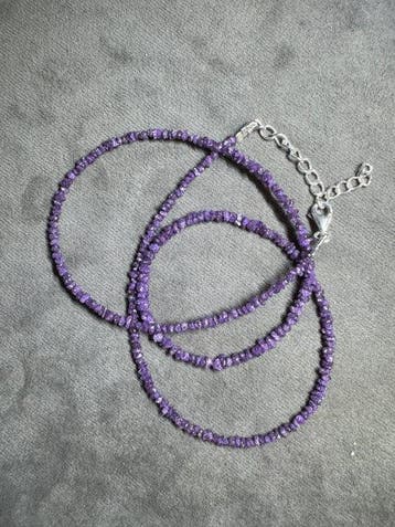 Halsketting met ruwe diamanten violet + zilver 925 - 20,50