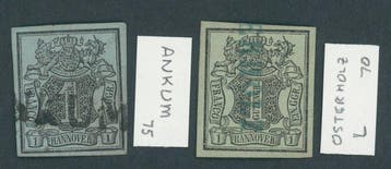 Hannover 1850/1851 - betere Langstempel ANKUM en OSTERHOLZ, Gestempeld