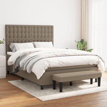 vidaXL Boxspring met matras stof taupe 140x190 cm, Verzenden, Stof, Nieuw, Tweepersoons