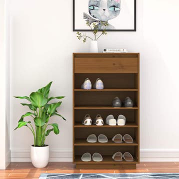 vidaXL Schoenenkast 60x34x105 cm massief grenenhout, Verzenden, Nieuw