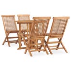 vidaXL 5-delige Tuinset inklapbaar massief teakhout, Tuin en Terras, Verzenden, Nieuw, Teakhout, Tuinset