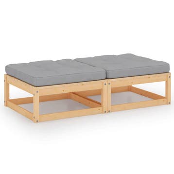 vidaXL Tuinvoetenbanken 2 st met kussens massief grenenhout, Tuin en Terras, Verzenden, Nieuw