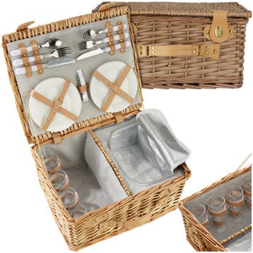 Picknickmand Föhr voor 4 personen, met koelvak & accessoires, Hobby en Vrije tijd, Picknickmanden, Verzenden, Nieuw