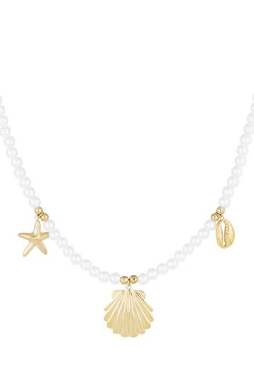 Goudlief Parelketting met zeebedels (Kralenkettingen), Verzenden, Nieuw, Zilver, Overige materialen