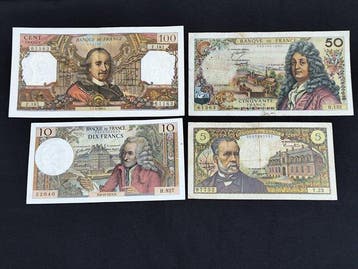 Frankrijk. - 4 Banknotes - various dates (Zonder, Postzegels en Munten