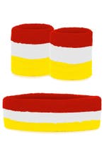Kind Zweetbandjes Set Rood Wit Geel Kinder Hoofdband Polsban, Ophalen of Verzenden, Nieuw, Carnaval, Accessoires