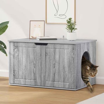 vidaXL Kattenhuis Grijs Sonoma 85 x 55 x 50,5 cm Bewerkt, Dieren en Toebehoren, Katten-accessoires, Verzenden, Nieuw