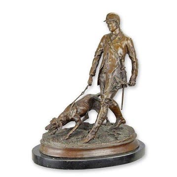 sculptuur, Large Fine Bronze Sculpture – Valet with