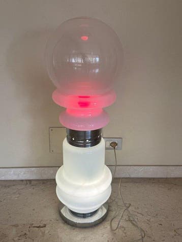 Lamp - Glas, Chroom, Metaal, Antiek en Kunst, Antiek | Lampen