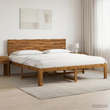 vidaXL Tweepersoonsbed met hoofdeinde ROSTOCK Naturel 180 x, Bruin, Verzenden, Hout, Nieuw
