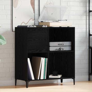 vidaXL Platenkast met plank Zwart Eiken 84,5 x 38 x 89 cm, Verzenden, Nieuw