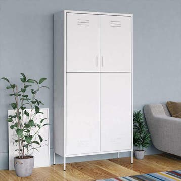 vidaXL Kledingkast 90x50x180 cm staal wit, Verzenden, Nieuw