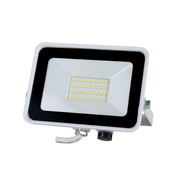 LED bouwlamp - Wit - 30W - 2400 lumen - Met beugel, Tuin en Terras, Buitenverlichting, Waterbestendig, Led, Netvoeding, Minder dan 50 watt