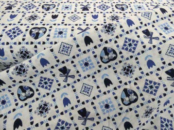 Delftsblauw stoffen, Verzenden, Nieuw, Katoen, 120 cm of meer