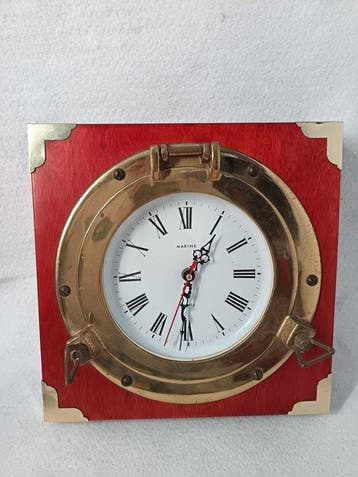 Wandklok van kwarts - Marine - Mid-century modern - Verguld