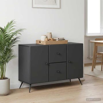 vidaXL Dressoir met lade Zwart 89 x 34,5 x 60 cm Bewerkt, Huis en Inrichting, Verzenden, Nieuw, Overige houtsoorten, Minder dan 50 cm