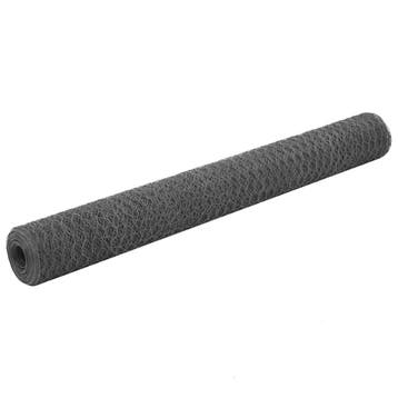 vidaXL Kippengaas 25x1,2 m staal met PVC coating grijs, Verzenden, Nieuw, IJzer