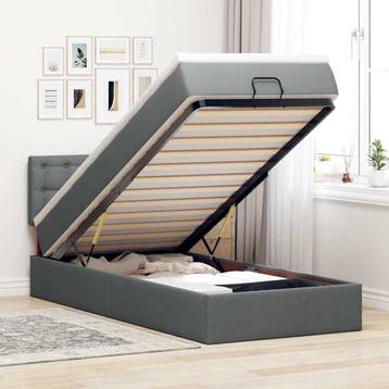 vidaXL Bed poef met matras en LEDs stof 80x200 cm, Eenpersoons, Verzenden, Nieuw, 80 cm