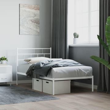 vidaXL Bedframe met hoofdbord zonder matras metaal wit, Huis en Inrichting, Slaapkamer | Bedden, Eenpersoons, Verzenden, Wit, Nieuw