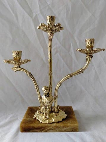 Kaarsenhouder Art Deco kroonluster met 3 lampen -