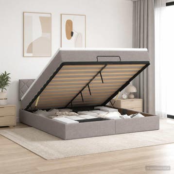 vidaXL Ottoman bed met matras met hoofdeinde Taupe 140 x 200, Verzenden, Nieuw, Tweepersoons