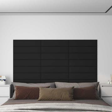 vidaXL Wandhoofdbord 12 st 60 x 15 cm Zwart Stof, Doe-het-zelf en Verbouw, Platen en Panelen, Verzenden, Nieuw