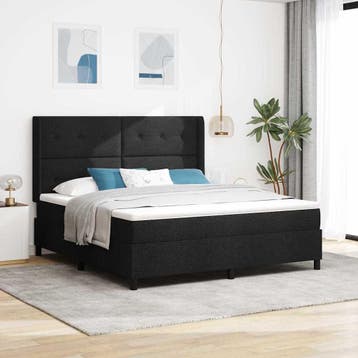 vidaXL LED Box Spring Bed met hoofdeinde Zwart 180 x 200 cm, Verzenden, Nieuw, Zwart, Stof