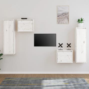 vidaXL Tv-meubelen 4 st massief grenenhout wit, Minder dan 50 cm, Verzenden, Nieuw, Minder dan 100 cm