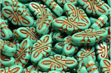 2 x Tsjechische Glaskralen Ornamental Arabesque Beads 19x..., Ophalen of Verzenden, Nieuw, Kraal