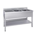 GGM Gastro | RVS spoeltafel ECO - 1600x700mm - met onderblad, Verzenden, Nieuw in verpakking, RVS Meubilair