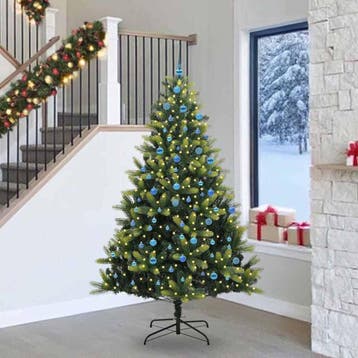 vidaXL Kunstkerstboom met scharnier 300 LEDs Groen 240 cm, Verzenden, Nieuw
