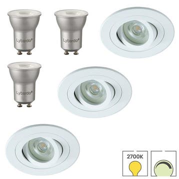 Set van 3 inbouwspots Veneto mini wit + LED spots GU11, Verzenden, Nieuw, Overige typen