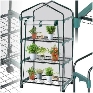 Mobiele foliekas met 3 planken 69x49x133 cm - transparant, Verzenden, Nieuw