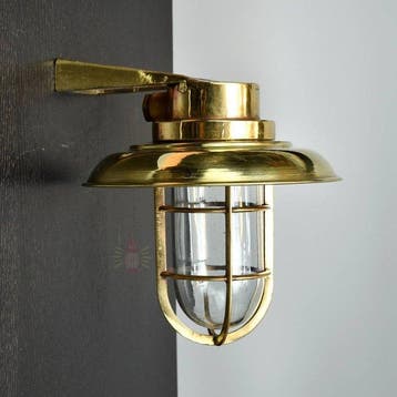Wandlamp - Messing, Glas - Industrieel kooi-lamp