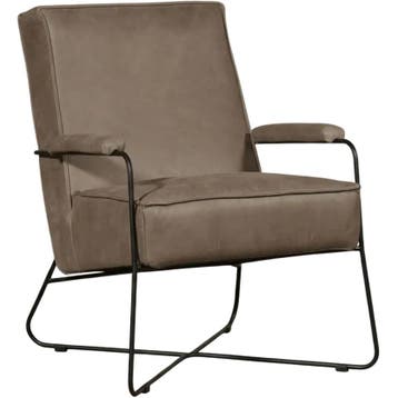 Set van 2 Leren fauteuils Hope - Vintage Taupe, Huis en Inrichting, Fauteuils, Nieuw, Ophalen of Verzenden, 50 tot 75 cm, Leer