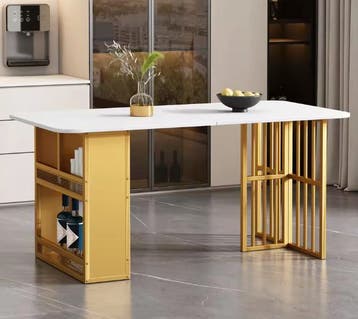 Rechthoekige Eettafel – Wit Goud Design met Opbergruimte, Huis en Inrichting, Tafels | Salontafels, Verzenden, Nieuw