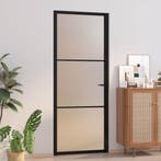 vidaXL Binnendeur 83x201,5 cm matglas en aluminium zwart, Verzenden, Nieuw