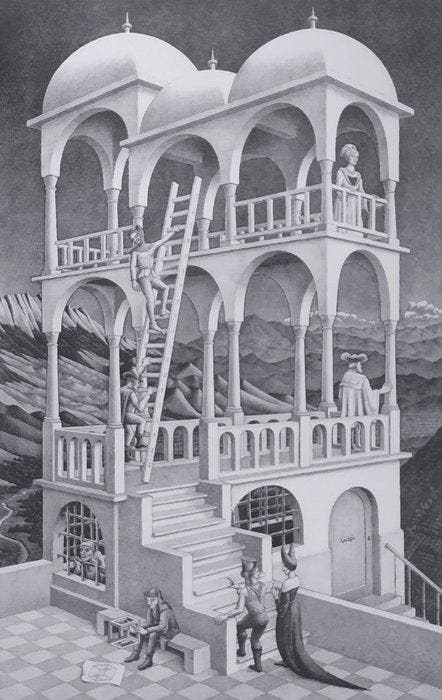 M.C. Escher (1898-1972) (after) - Belvedere, 1958, Antiek en Kunst, Antiek | Glas en Kristal