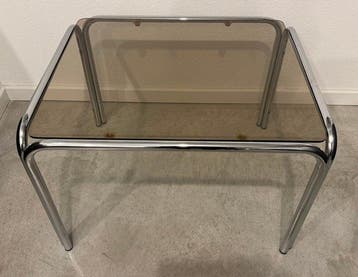 Bijzettafel - Metaal - Rookglas Chroom 70er