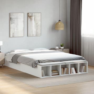 vidaXL Bedframe bewerkt hout wit 150x200 cm, Verzenden, Wit, Overige maten, 200 cm