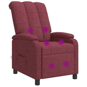 vidaXL Massage Recliner Wijnrood Stof, Verzenden, Nieuw